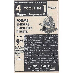 Albert J Tatu Inc Vintage Print Ad 1954 Model Railroad Tools Original u